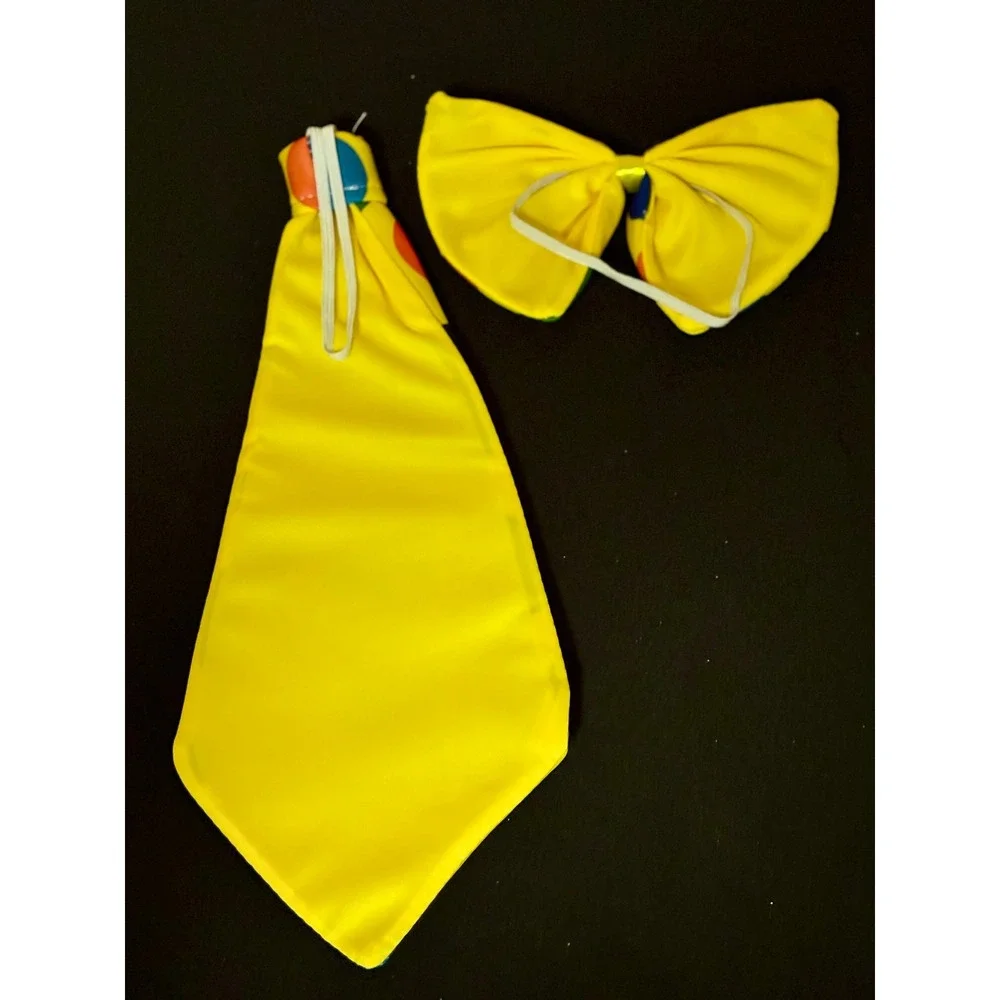 Clown Costume Accessory Set Polka Dot Top Hat Necktie Bow Tie Red Nose Halloween
